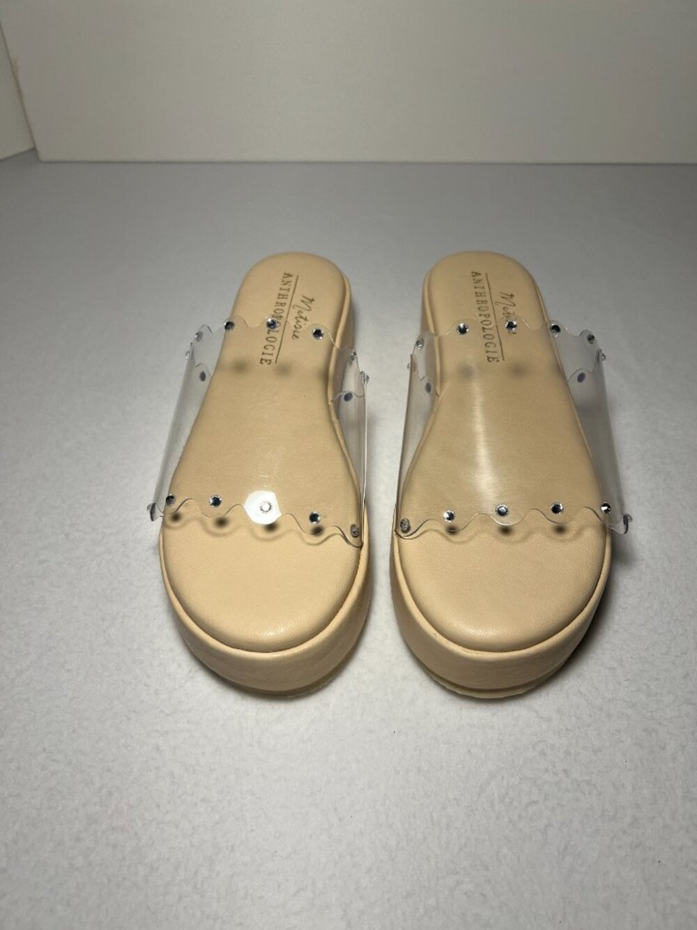 Anthropologie Women’s 7 Beige Beach By Matisse Jelly Platform Sandals with Studd